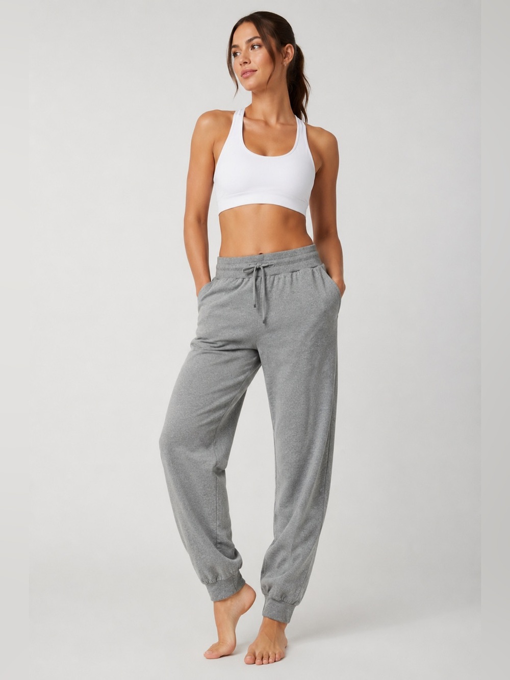 Fabletics Gray Jogger Sweatpants Drawstring Lounge Athleisure Pockets Women’s M
